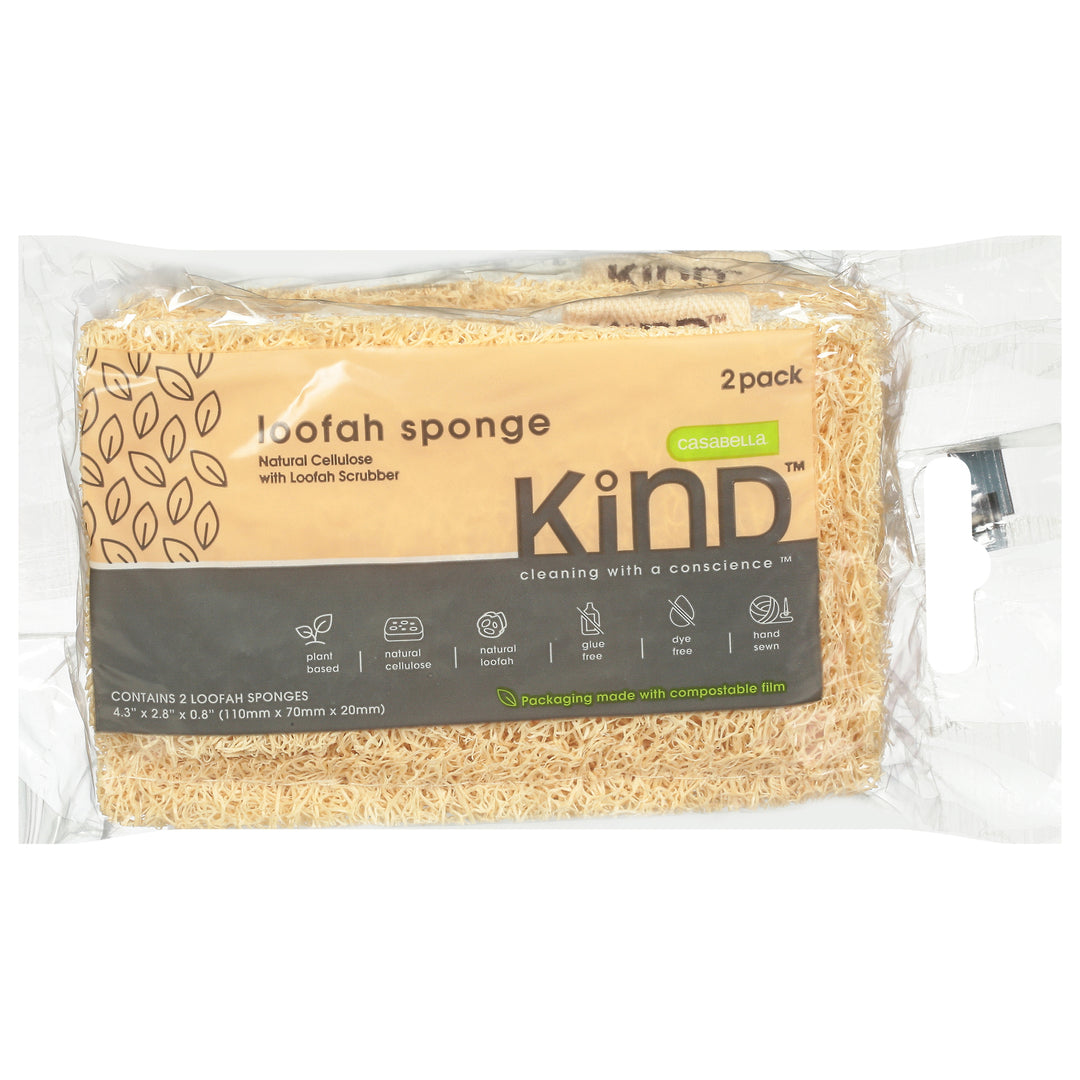 Casabella Kind - Loofah Sponge Plnt Bsd - Case Of 12 - 2 Ct - Maras Green